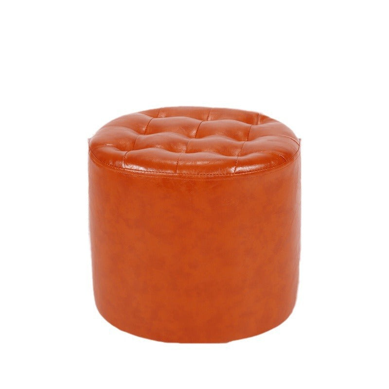 Modern Simplicity Leather Wood Sponge Round Square Footstool Backless For Living Room