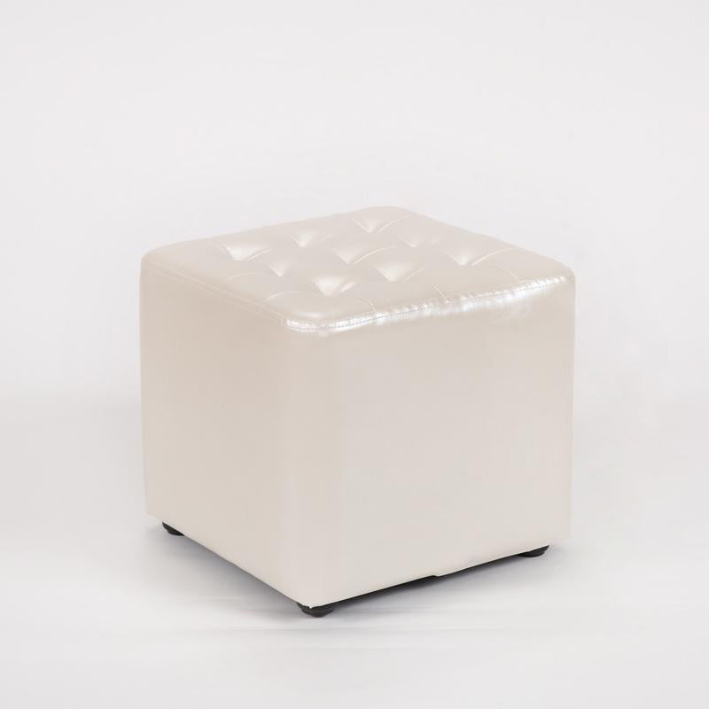 Modern Simplicity Leather Wood Sponge Round Square Footstool Backless For Living Room