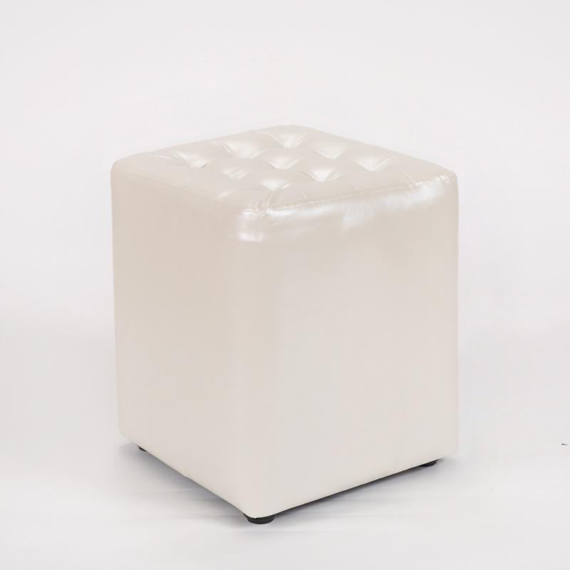 Modern Simplicity Leather Wood Sponge Round Square Footstool Backless For Living Room