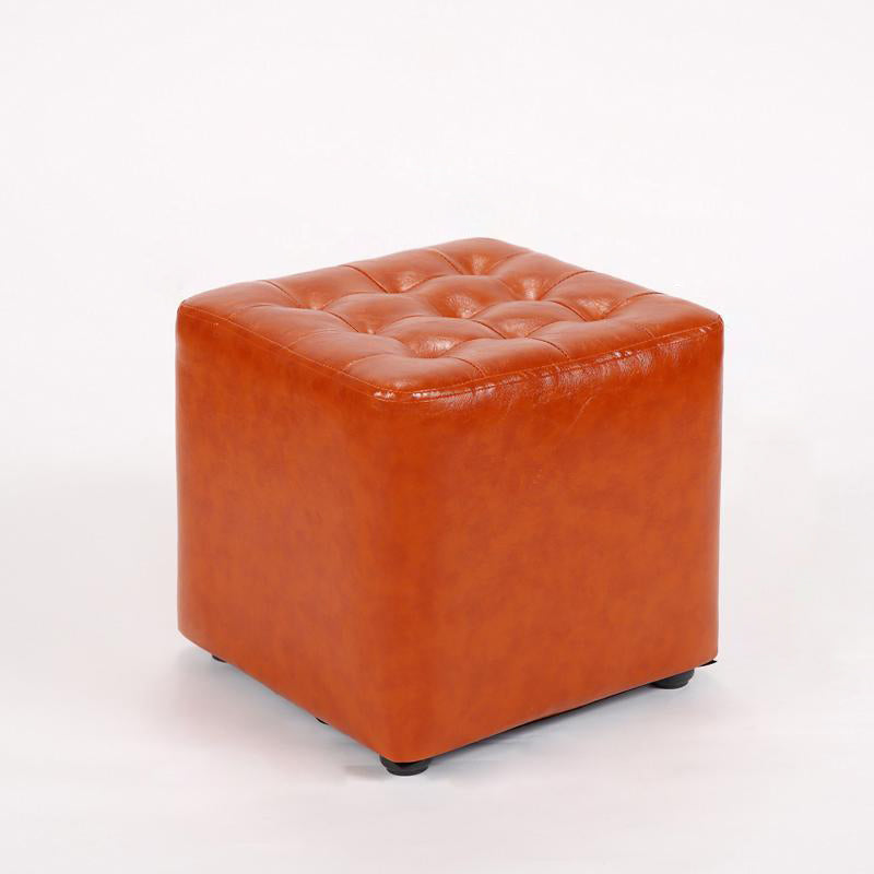 Modern Simplicity Leather Wood Sponge Round Square Footstool Backless For Living Room