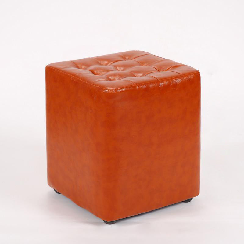 Modern Simplicity Leather Wood Sponge Round Square Footstool Backless For Living Room