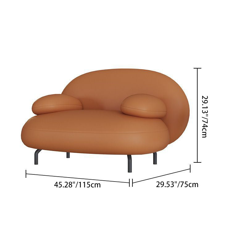 Contemporary Nordic Synthetic Fabric PU Leather Wood Iron Sponge Oval Sofa Backrest Armrest For Living Room