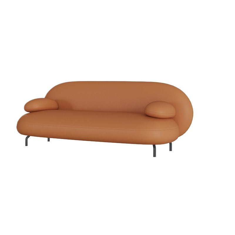 Contemporary Nordic Technical Fabric Leather Wood Iron Sponge Oval Sofa Backrest Armrest For Living Room