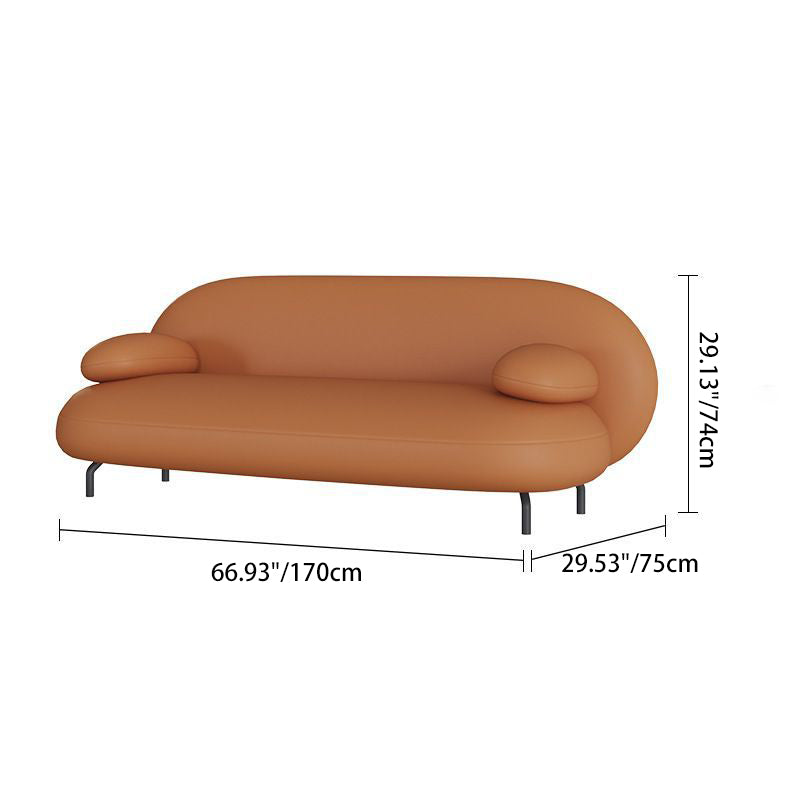 Contemporary Nordic Technical Fabric Leather Wood Iron Sponge Oval Sofa Backrest Armrest For Living Room