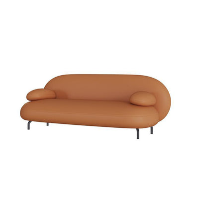 Contemporary Nordic Technical Fabric Leather Wood Iron Sponge Oval Sofa Backrest Armrest For Living Room