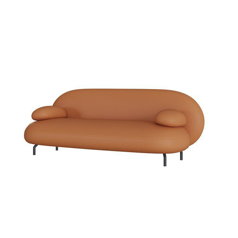 Contemporary Nordic Technical Fabric Leather Wood Iron Sponge Oval Sofa Backrest Armrest For Living Room