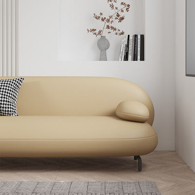 Contemporary Nordic Technical Fabric Leather Wood Iron Sponge Oval Sofa Backrest Armrest For Living Room