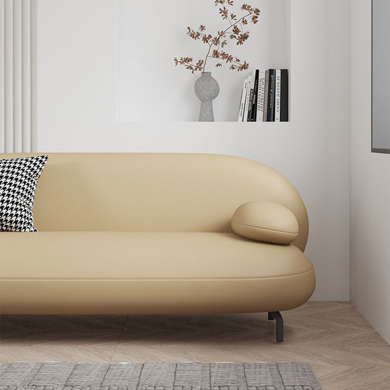 Contemporary Nordic Technical Fabric Leather Wood Iron Sponge Oval Sofa Backrest Armrest For Living Room