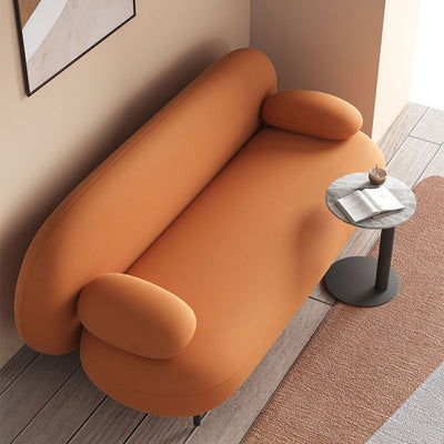 Contemporary Nordic Technical Fabric Leather Wood Iron Sponge Oval Sofa Backrest Armrest For Living Room