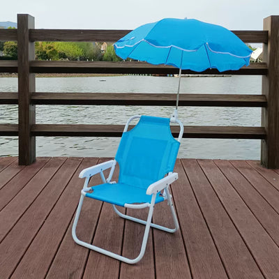 Contemporary Creative Kids PP Metal Square Cartoon Outdoor Foldable Recliner Backrest Sunshade For Outdoor