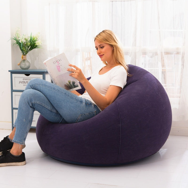 Sofá inflable de bola de terciopelo de PVC de simplicidad moderna con respaldo para dormitorio 