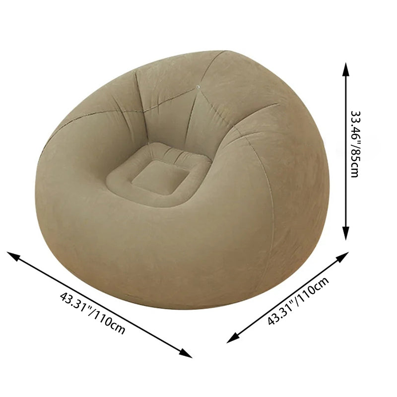 Sofá inflable de bola de terciopelo de PVC de simplicidad moderna con respaldo para dormitorio 