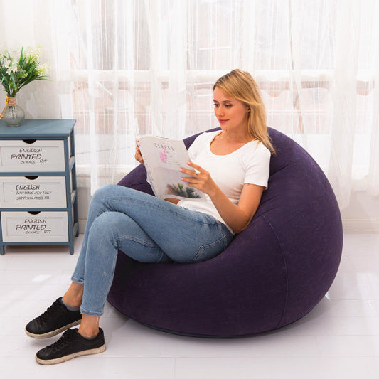 Sofá inflable de bola de terciopelo de PVC de simplicidad moderna con respaldo para dormitorio 
