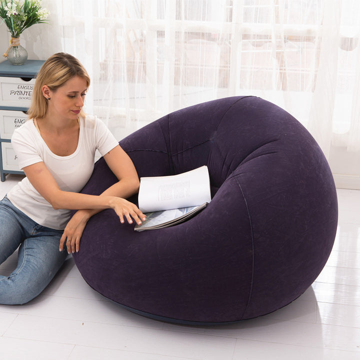 Sofá inflable de bola de terciopelo de PVC de simplicidad moderna con respaldo para dormitorio 
