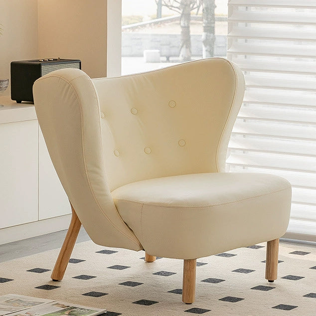 Contemporary Nordic Lambswool Corduroy Plush Wood Curved Accent Chair Backrest Footrest For Living Room