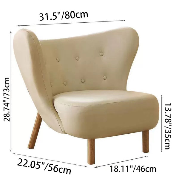 Contemporary Nordic Lambswool Corduroy Plush Wood Curved Accent Chair Backrest Footrest For Living Room