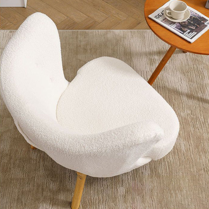Contemporary Nordic Lambswool Corduroy Plush Wood Curved Accent Chair Backrest Footrest For Living Room