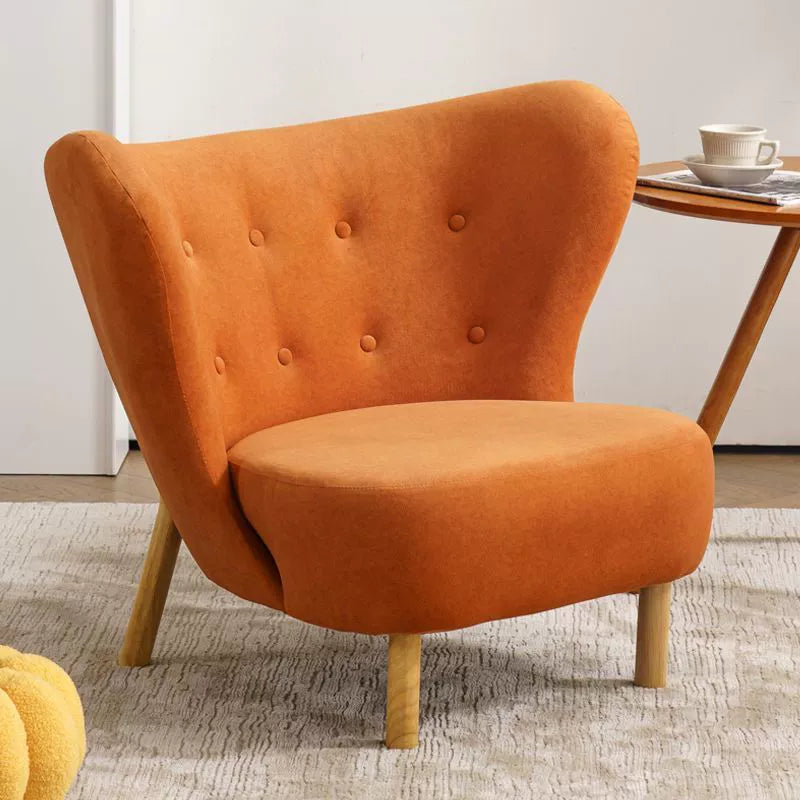 Contemporary Nordic Lambswool Corduroy Plush Wood Curved Accent Chair Backrest Footrest For Living Room