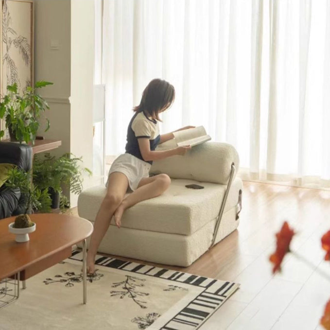 Modern Simplicity Velvet Leather Stainless Steel Sponge Square Tofu Foldable Lazy Sofa Backrest For Bedroom