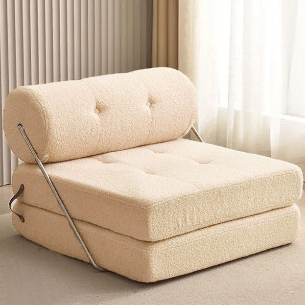 Modern Simplicity Velvet Leather Stainless Steel Sponge Square Tofu Foldable Lazy Sofa Backrest For Bedroom