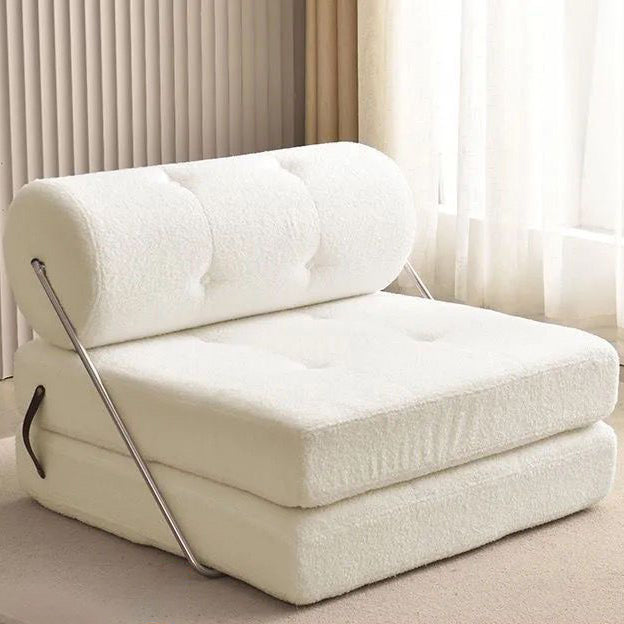 Modern Simplicity Velvet Leather Stainless Steel Sponge Square Tofu Foldable Lazy Sofa Backrest For Bedroom