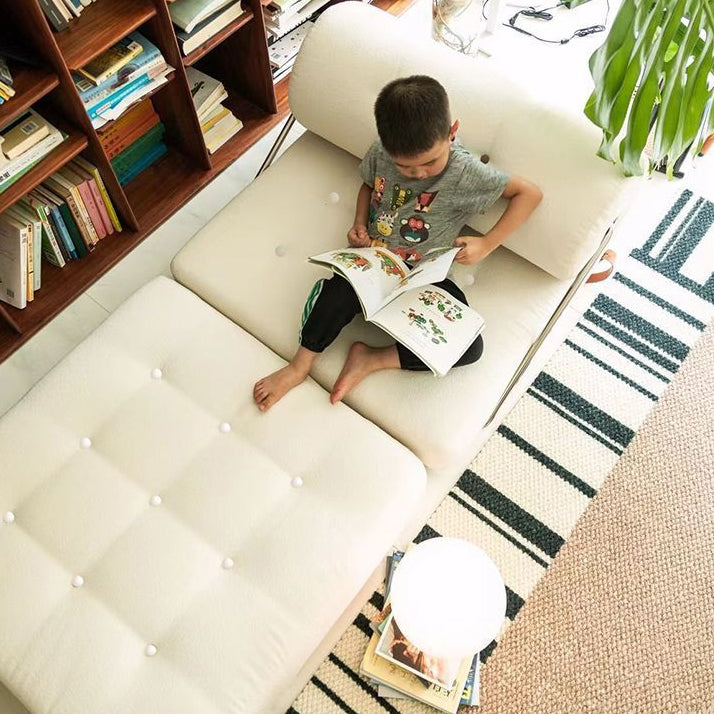 Modern Simplicity Velvet Leather Stainless Steel Sponge Square Tofu Foldable Lazy Sofa Backrest For Bedroom