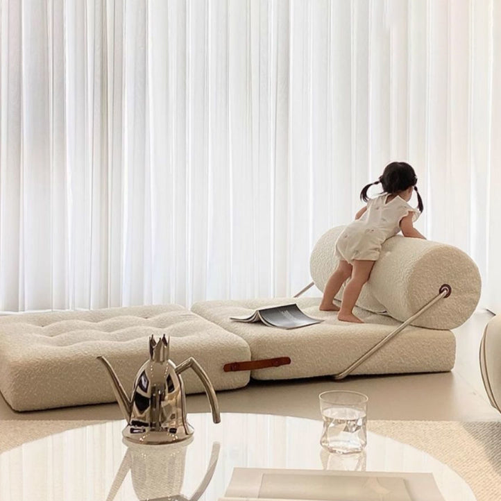 Modern Simplicity Velvet Leather Stainless Steel Sponge Square Tofu Foldable Lazy Sofa Backrest For Bedroom