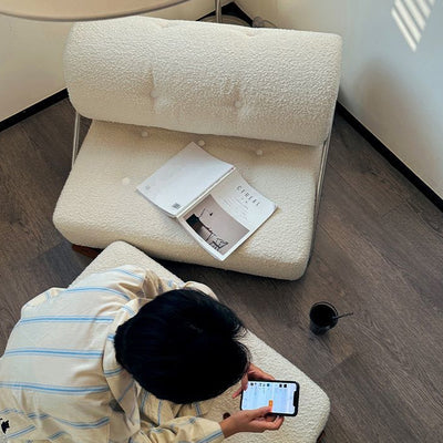 Modern Simplicity Velvet Leather Stainless Steel Sponge Square Tofu Foldable Lazy Sofa Backrest For Bedroom
