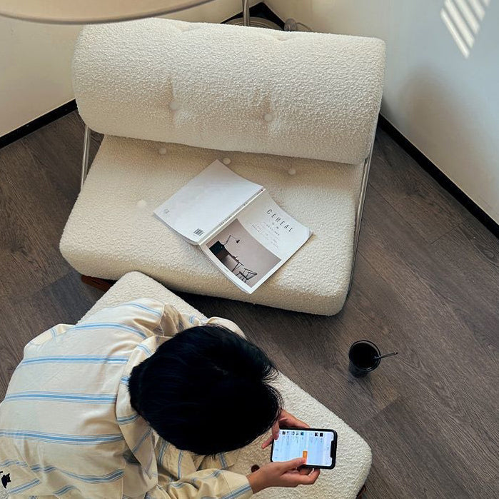 Modern Simplicity Velvet Leather Stainless Steel Sponge Square Tofu Foldable Lazy Sofa Backrest For Bedroom