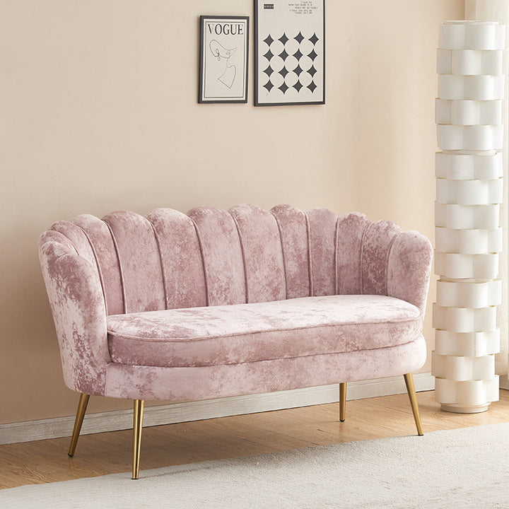 Contemporain Scandinave Velours Bois Éponge Métal Rond Ovale Pétale Canapé Dossier Accoudoir Pour Salon 