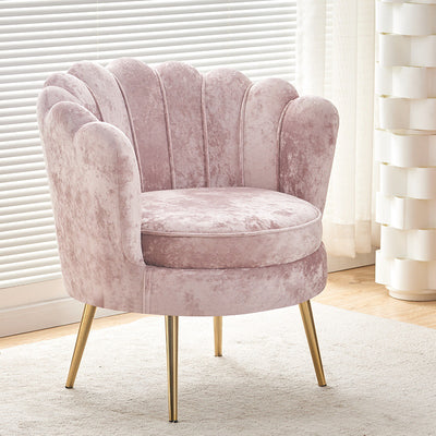Contemporary Scandinavian Velvet Wood Sponge Metal Round Oval Petal Sofa Backrest Armrest For Living Room