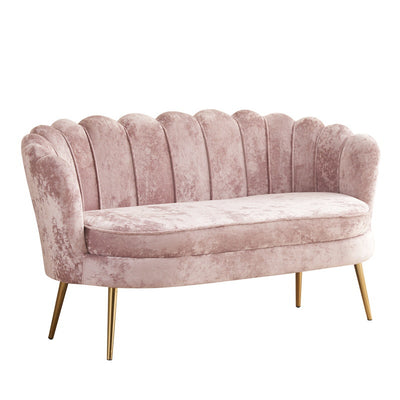 Contemporary Scandinavian Velvet Wood Sponge Metal Round Oval Petal Sofa Backrest Armrest For Living Room
