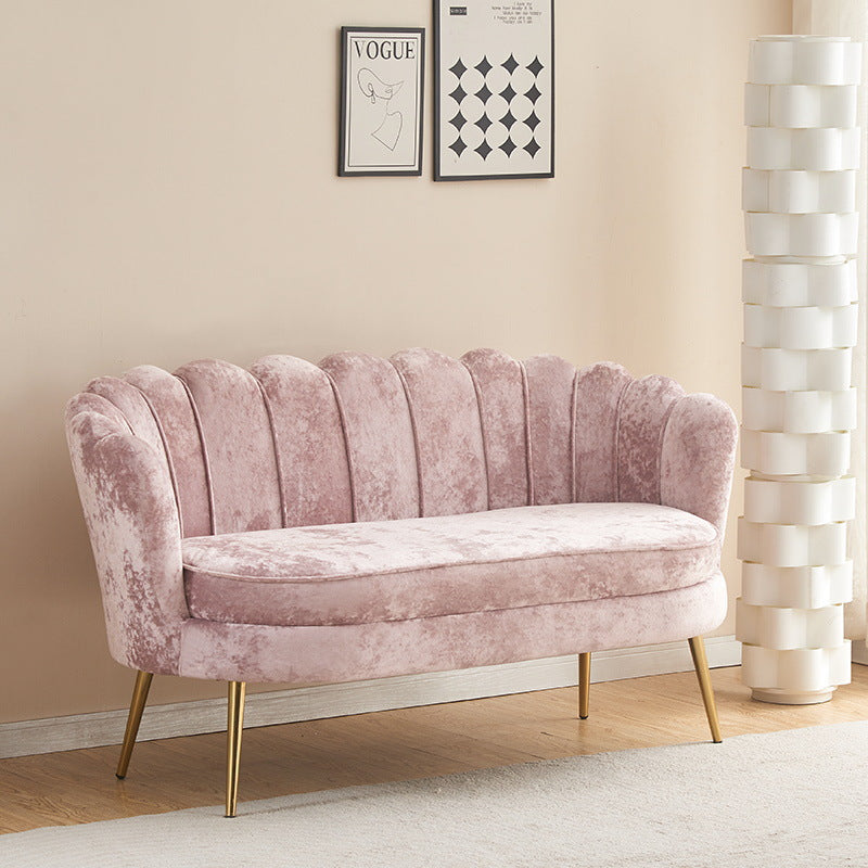 Contemporain Scandinave Velours Bois Éponge Métal Rond Ovale Pétale Canapé Dossier Accoudoir Pour Salon 