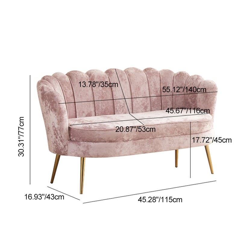 Contemporary Scandinavian Velvet Wood Sponge Metal Round Oval Petal Sofa Backrest Armrest For Living Room