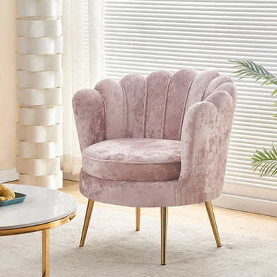 Contemporary Scandinavian Velvet Wood Sponge Metal Round Oval Petal Sofa Backrest Armrest For Living Room
