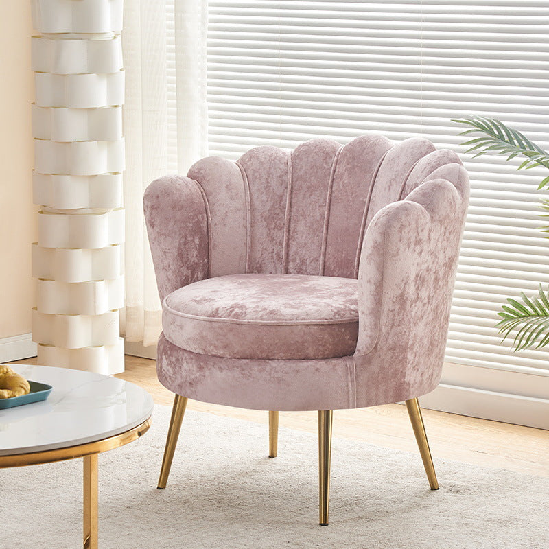 Contemporary Scandinavian Velvet Wood Sponge Metal Round Oval Petal Sofa Backrest Armrest For Living Room