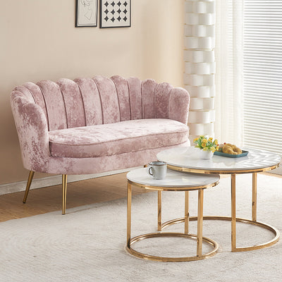 Contemporary Scandinavian Velvet Wood Sponge Metal Round Oval Petal Sofa Backrest Armrest For Living Room