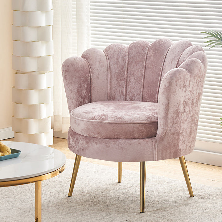 Contemporary Scandinavian Velvet Wood Sponge Metal Round Oval Petal Sofa Backrest Armrest For Living Room