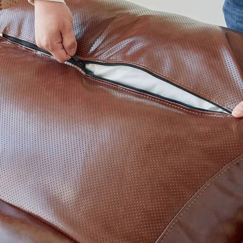 Contemporary Retro Leather Ash Wood Cotton Down Square Accent Chair Backrest Armrest For Living Room