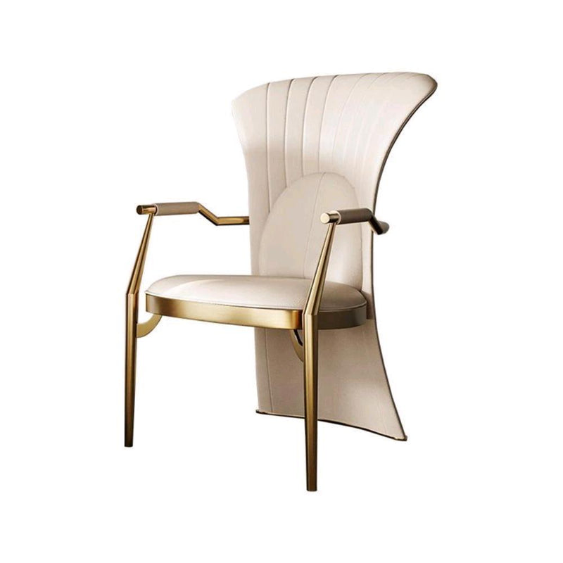 Modern Luxury Leather Stainless Steel Square Dovetail Dining Chair Backrest Armrest For Dining Room
