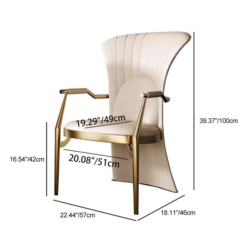 Modern Luxury Leather Stainless Steel Square Dovetail Dining Chair Backrest Armrest For Dining Room