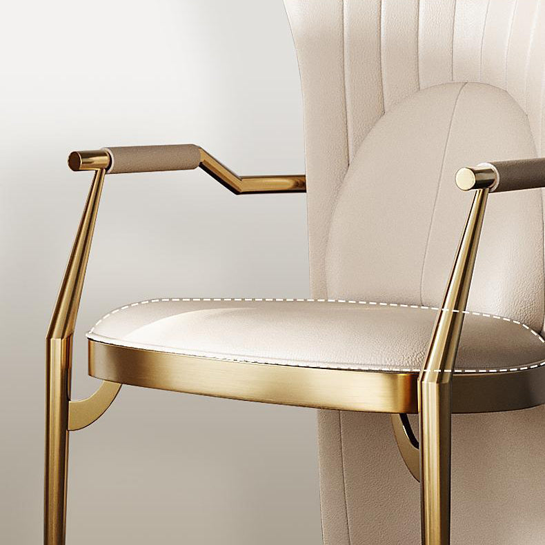 Modern Luxury Leather Stainless Steel Square Dovetail Dining Chair Backrest Armrest For Dining Room