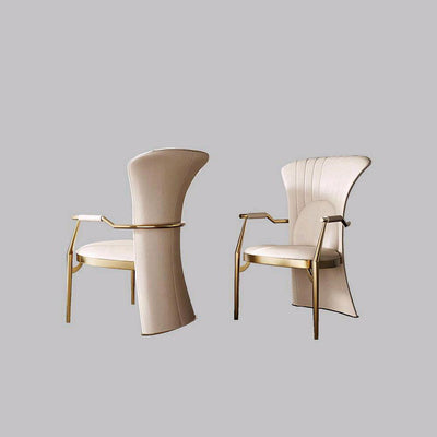 Modern Luxury Leather Stainless Steel Square Dovetail Dining Chair Backrest Armrest For Dining Room