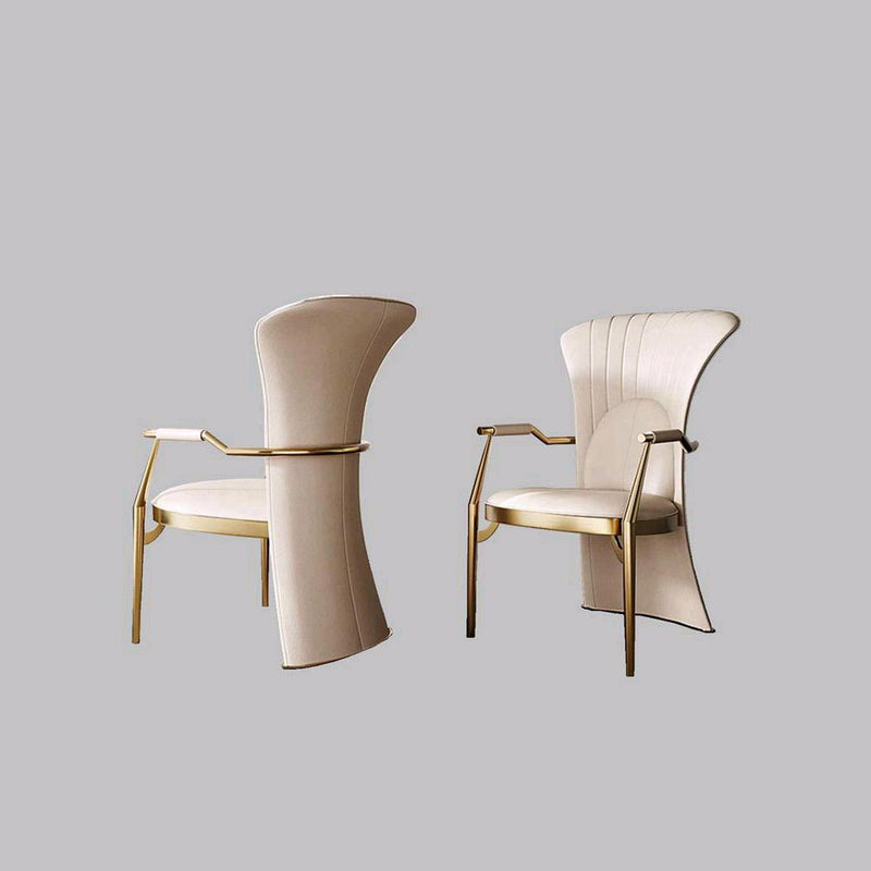 Modern Luxury Leather Stainless Steel Square Dovetail Dining Chair Backrest Armrest For Dining Room