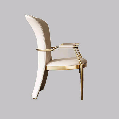 Modern Luxury Leather Stainless Steel Square Dovetail Dining Chair Backrest Armrest For Dining Room
