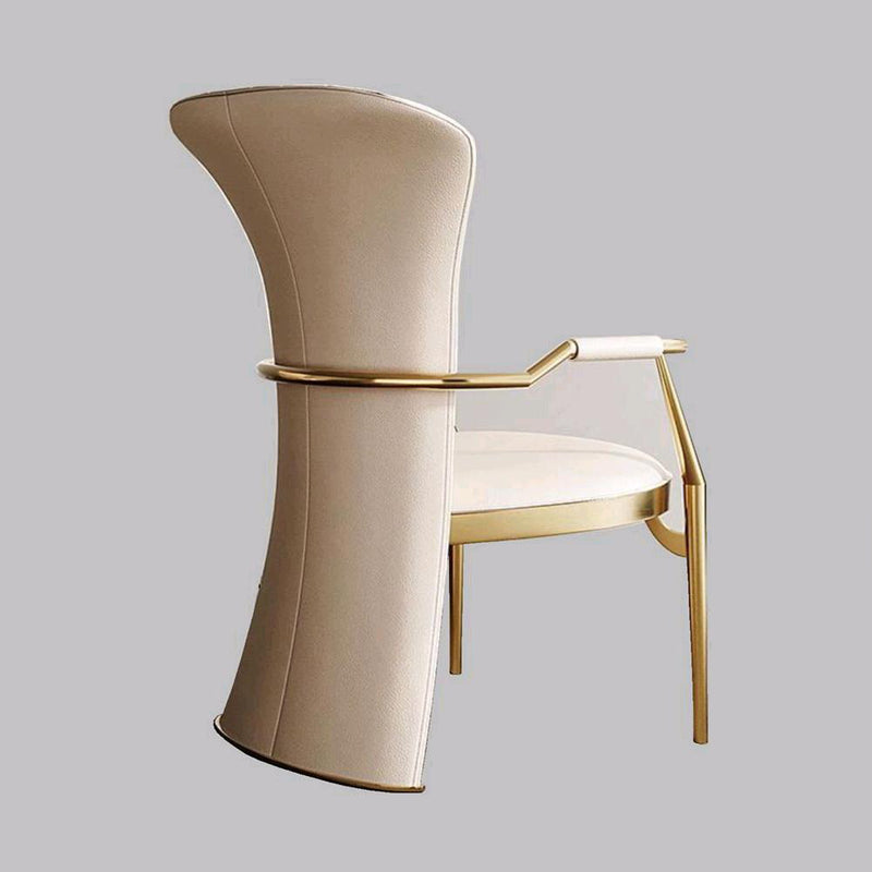 Modern Luxury Leather Stainless Steel Square Dovetail Dining Chair Backrest Armrest For Dining Room