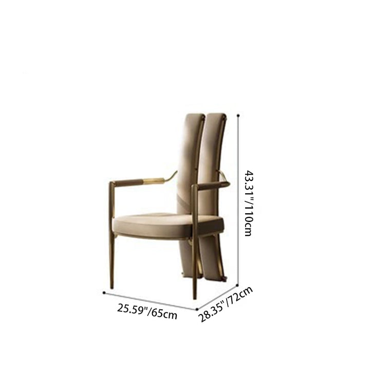 Chaise de salle à manger moderne en faux cuir de luxe avec bande carrée en métal et éponge, dossier à queue d&