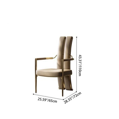 Modern Luxury Leather Metal Sponge Square Strip Dovetail Dining Chair Backrest Armrest For Dining Room