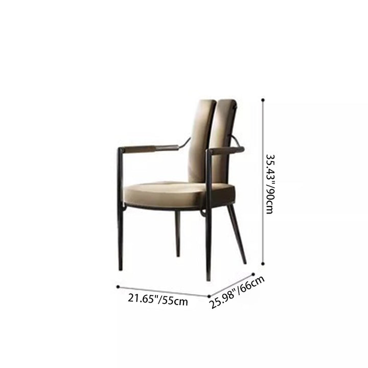 Chaise de salle à manger moderne en faux cuir de luxe avec bande carrée en métal et éponge, dossier à queue d&