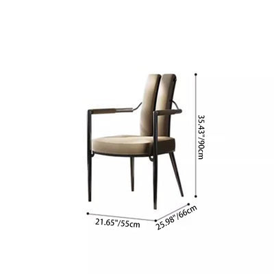 Modern Luxury Leather Metal Sponge Square Strip Dovetail Dining Chair Backrest Armrest For Dining Room